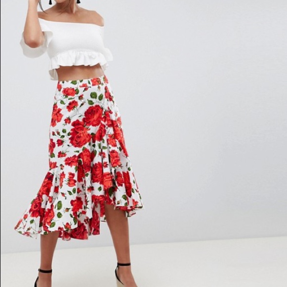 ASOS Design Midi Skort With Wrap Detail Rose